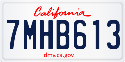 CA license plate 7MHB613