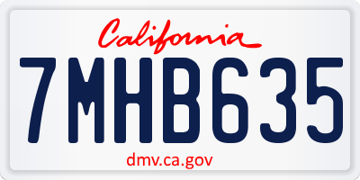 CA license plate 7MHB635