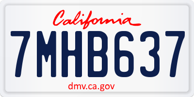 CA license plate 7MHB637