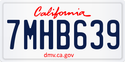 CA license plate 7MHB639