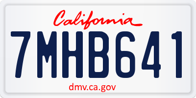 CA license plate 7MHB641