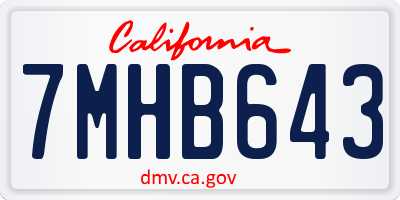 CA license plate 7MHB643