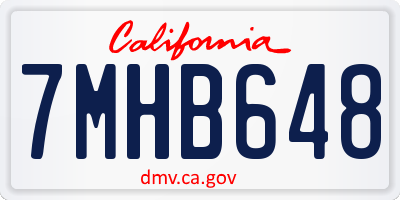 CA license plate 7MHB648