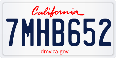 CA license plate 7MHB652
