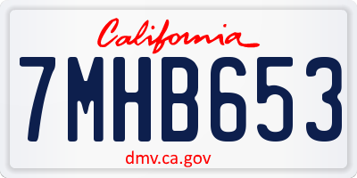 CA license plate 7MHB653