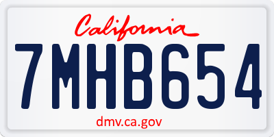 CA license plate 7MHB654