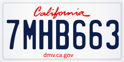 CA license plate 7MHB663
