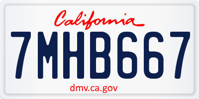 CA license plate 7MHB667