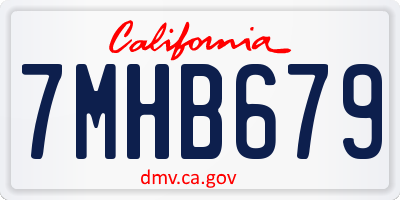 CA license plate 7MHB679