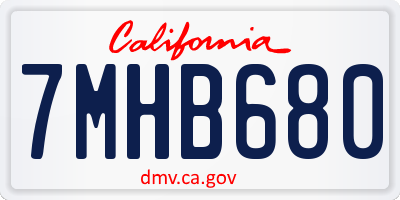 CA license plate 7MHB680