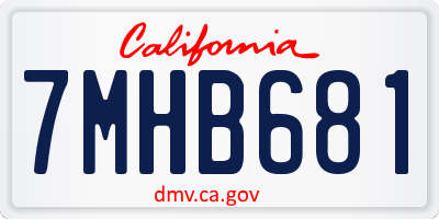 CA license plate 7MHB681