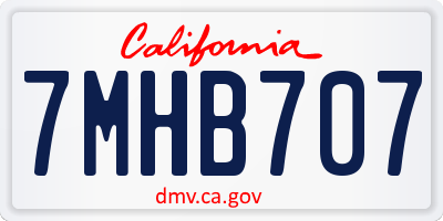 CA license plate 7MHB707