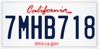 CA license plate 7MHB718