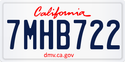 CA license plate 7MHB722