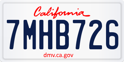 CA license plate 7MHB726