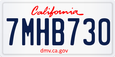 CA license plate 7MHB730