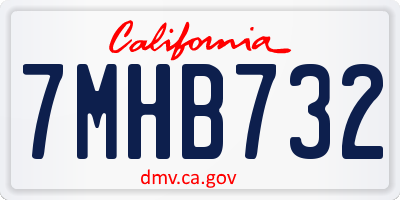CA license plate 7MHB732
