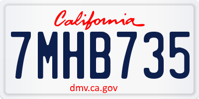 CA license plate 7MHB735