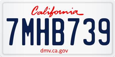 CA license plate 7MHB739
