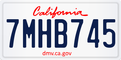 CA license plate 7MHB745