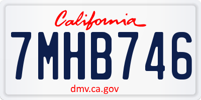 CA license plate 7MHB746