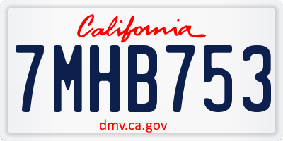 CA license plate 7MHB753