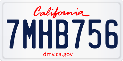 CA license plate 7MHB756