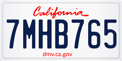 CA license plate 7MHB765