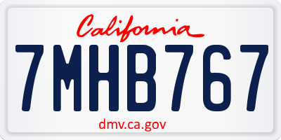 CA license plate 7MHB767
