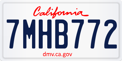 CA license plate 7MHB772