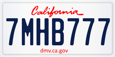 CA license plate 7MHB777