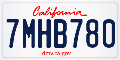 CA license plate 7MHB780