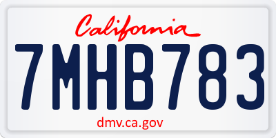 CA license plate 7MHB783