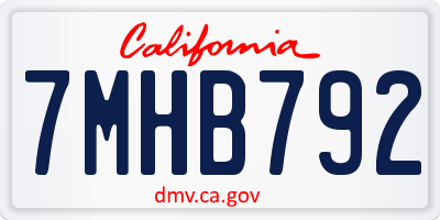CA license plate 7MHB792