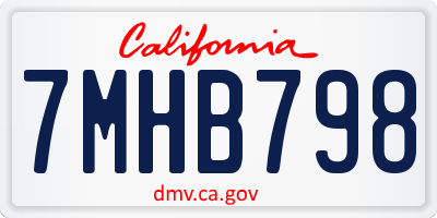 CA license plate 7MHB798