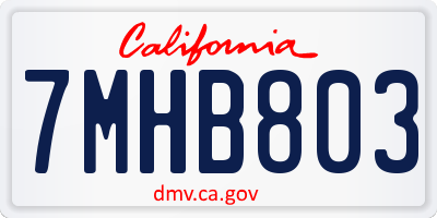 CA license plate 7MHB803