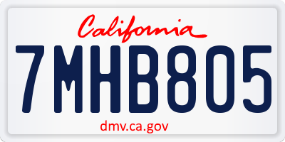 CA license plate 7MHB805