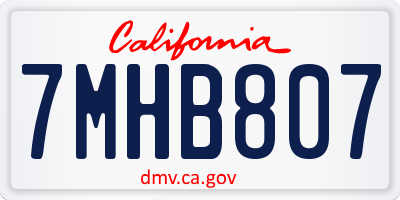 CA license plate 7MHB807