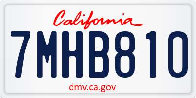 CA license plate 7MHB810