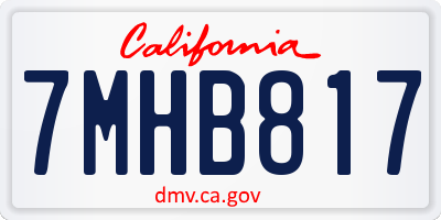 CA license plate 7MHB817