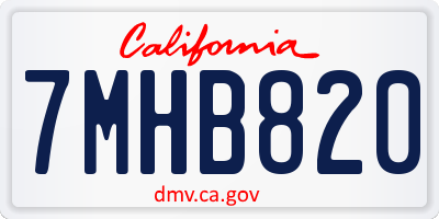CA license plate 7MHB820