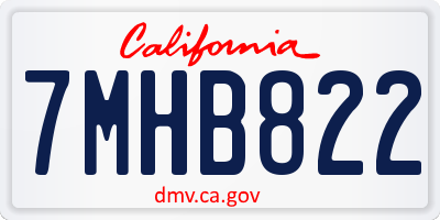 CA license plate 7MHB822