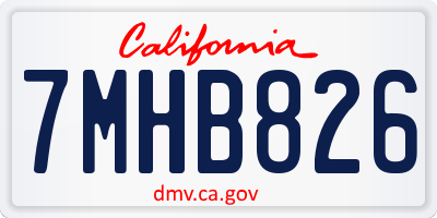 CA license plate 7MHB826