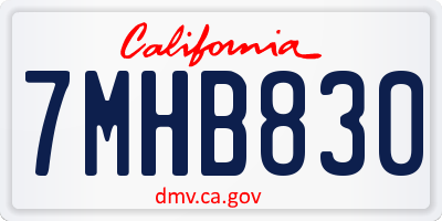 CA license plate 7MHB830
