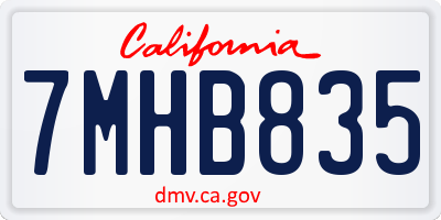 CA license plate 7MHB835
