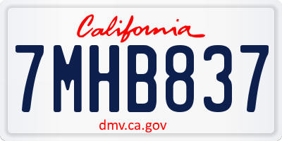 CA license plate 7MHB837