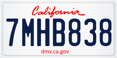 CA license plate 7MHB838