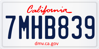 CA license plate 7MHB839