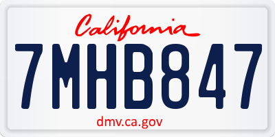 CA license plate 7MHB847