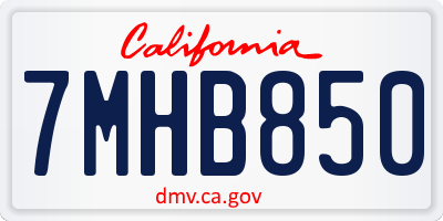 CA license plate 7MHB850